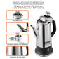12-Cup 304 Stainless Steel Coffee Percolators Coffee Pot Coffee Maker Electric Coffee Percolator 1000W Automatic Keep-Warm & Split Power Base